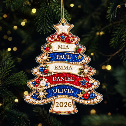 Personalized Christmas Tree Family Name Acrylic Ornament - Custom Holiday Keepsake