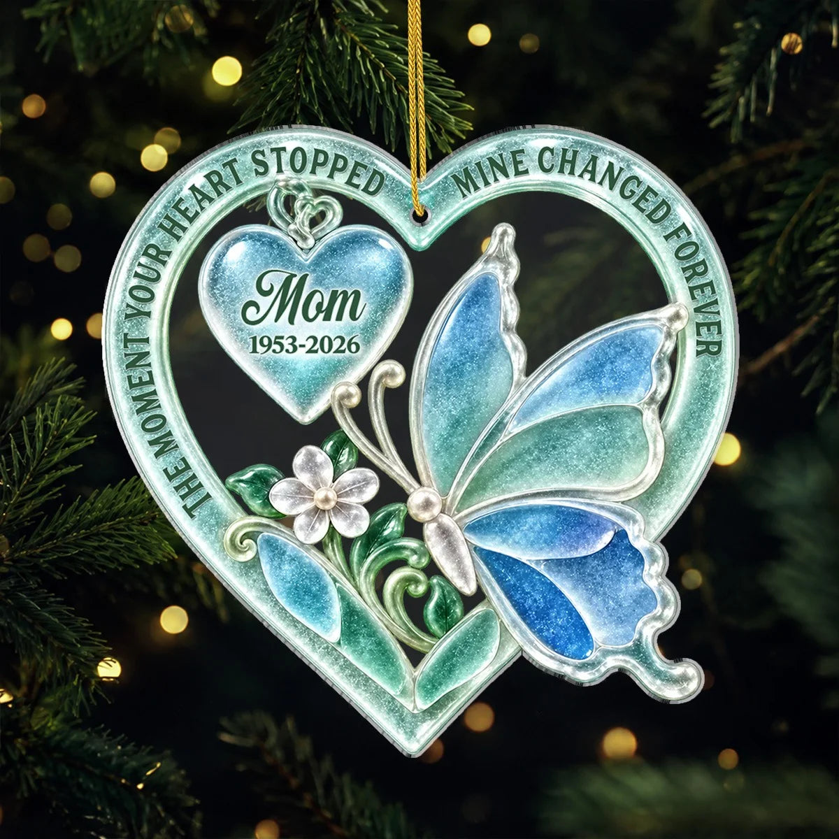 The Moment Your Heart Stopped - Personalized Memorial Acrylic Ornament for Mom Keepsake