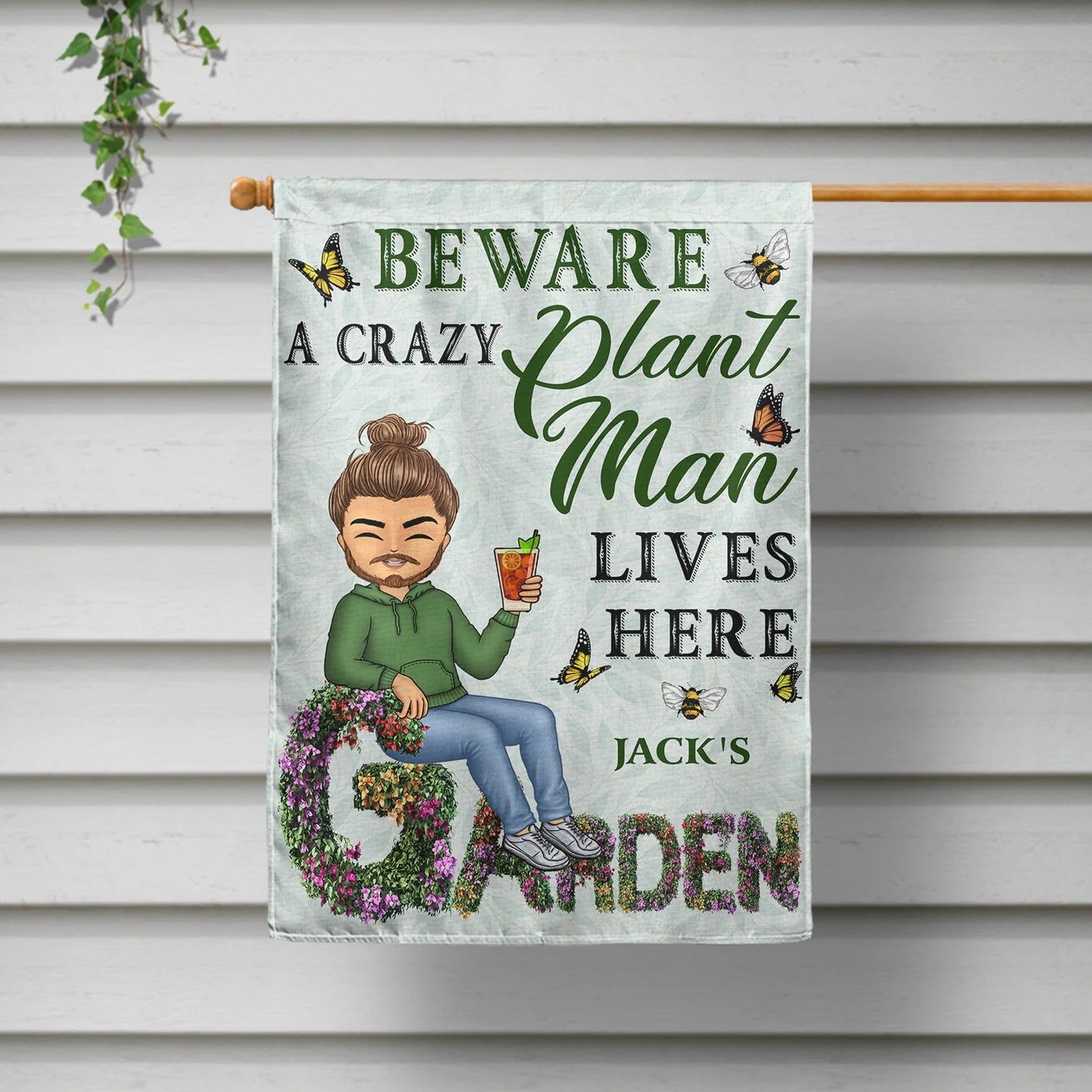 Beware A Crazy Plant Lady Lives Here - Personalized Garden Flag for Plant Lovers