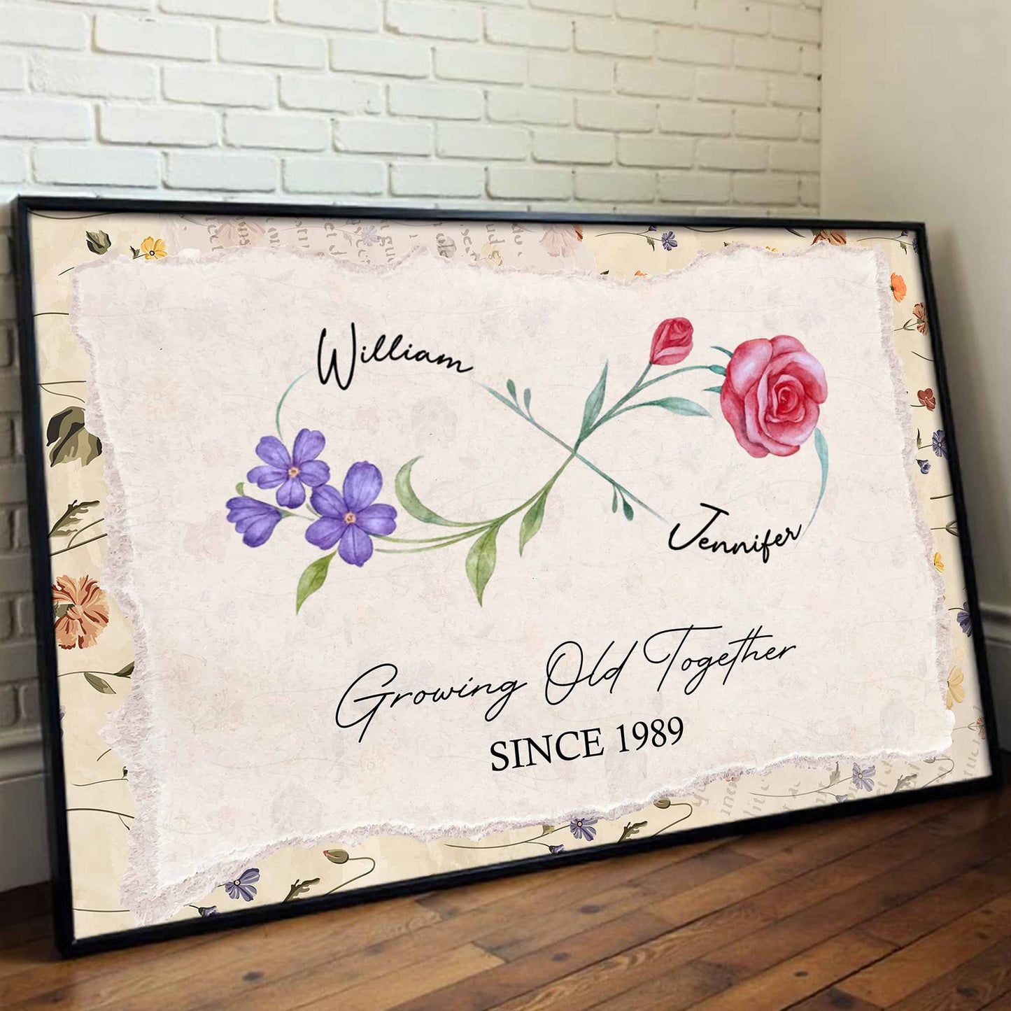 "Growing Old Together" Personalized Couple Canvas / Poster - Custom Anniversary Wall Art Gift