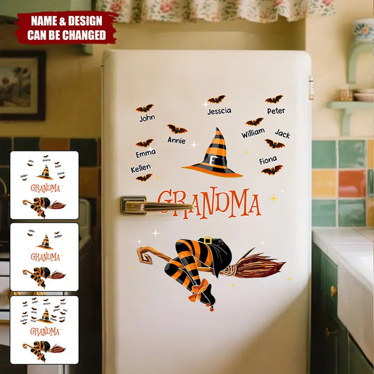Custom Grandma Witch Decal - Personalized Halloween Sticker Gift for Grandma