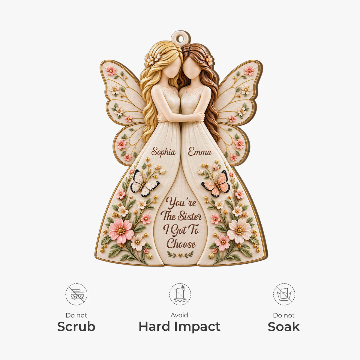 "You're The Sister I Got To Choose" Personalized Wooden Ornament - Friendship Christmas Keepsake Gift for Best Friends