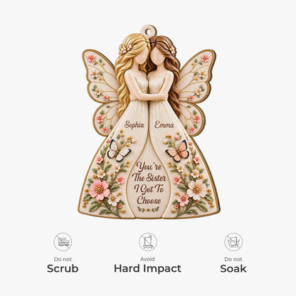 "You're The Sister I Got To Choose" Personalized Wooden Ornament - Friendship Christmas Keepsake Gift for Best Friends
