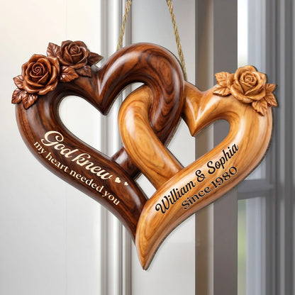 God Knew My Heart Needed You Custom Wooden Sign for Wife with personalized design details for meaningful gifting
