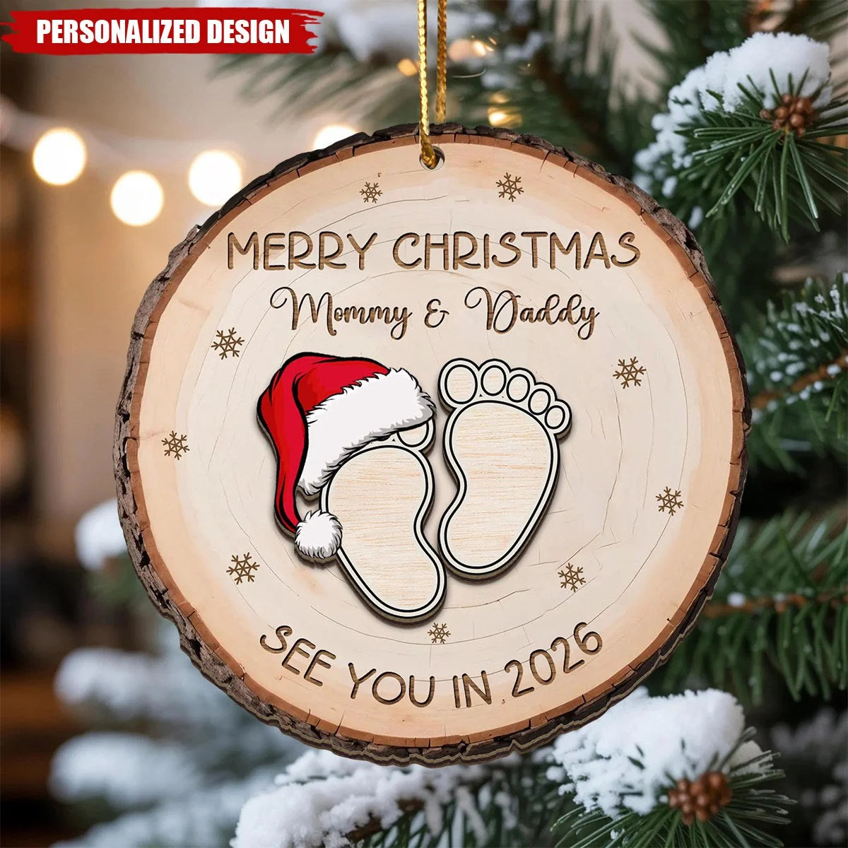 See You In 2027 Baby Expecting Personalized Wooden Ornament - Custom Keepsake Gift