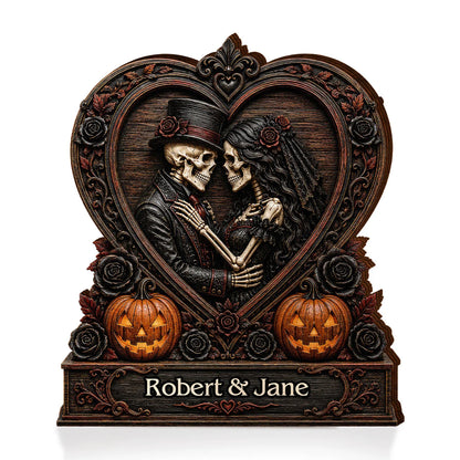 Personalized skeleton couple plaque with custom names for Halloween wedding gift image 7