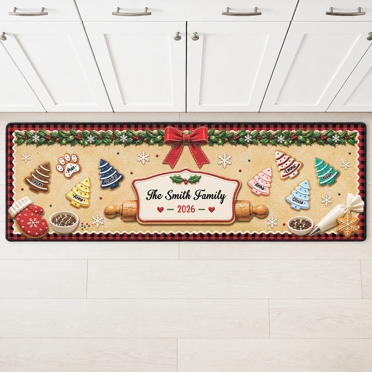Christmas Cookies Personalized Kitchen Runner Rug - Holiday Decor Gift for Family