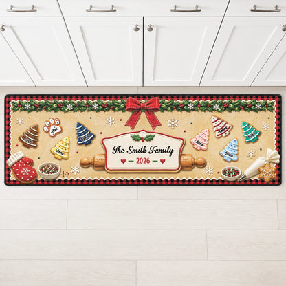 Christmas Cookies Personalized Kitchen Runner Rug - Holiday Decor Gift for Family