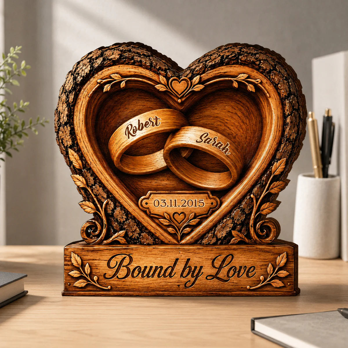Custom Wedding Anniversary Wooden Plaque for Couples with personalized design details for meaningful gifting