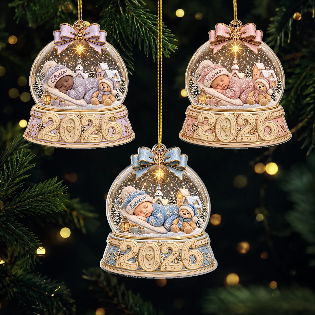 Sleeping Baby Personalized Acrylic Ornament - Christmas Keepsake Gift for New Mom