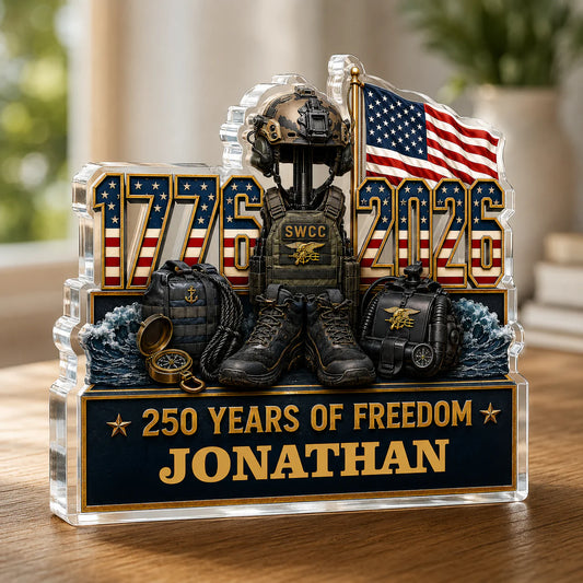 Custom Military Acrylic Plaque for Dad with personalized design details for meaningful gifting