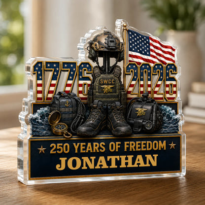Custom Military Acrylic Plaque for Dad with personalized design details for meaningful gifting