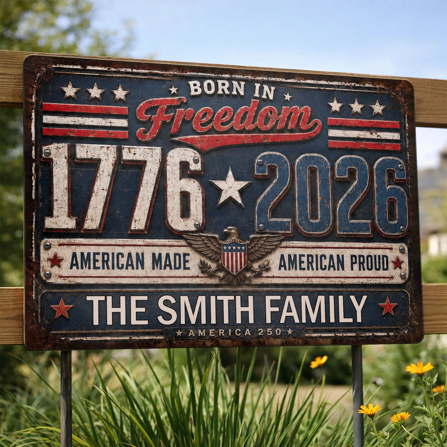 Custom Patriotic Metal Sign for Dad with personalized design details for meaningful gifting image 8