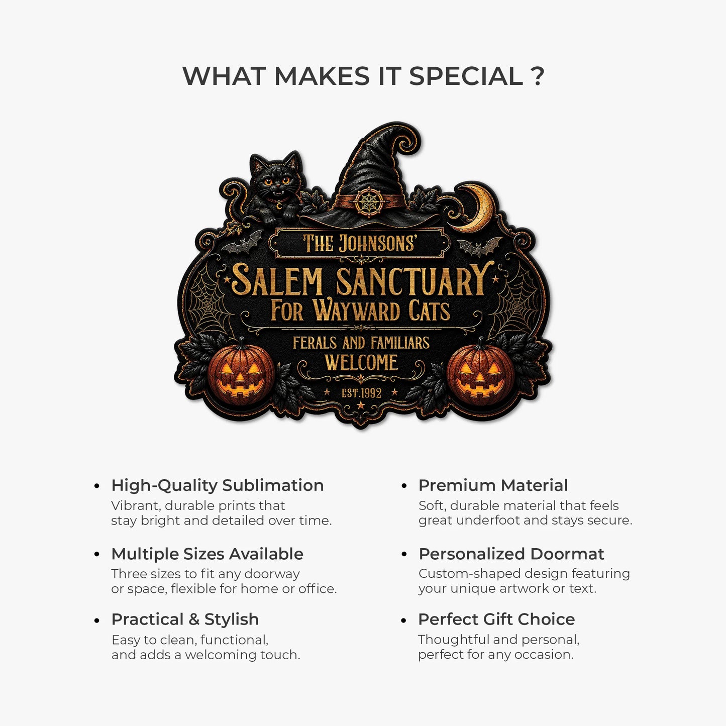 Salem Sanctuary For Wayward Cats Custom Halloween Doormat - Personalized Gift for Cat Lovers