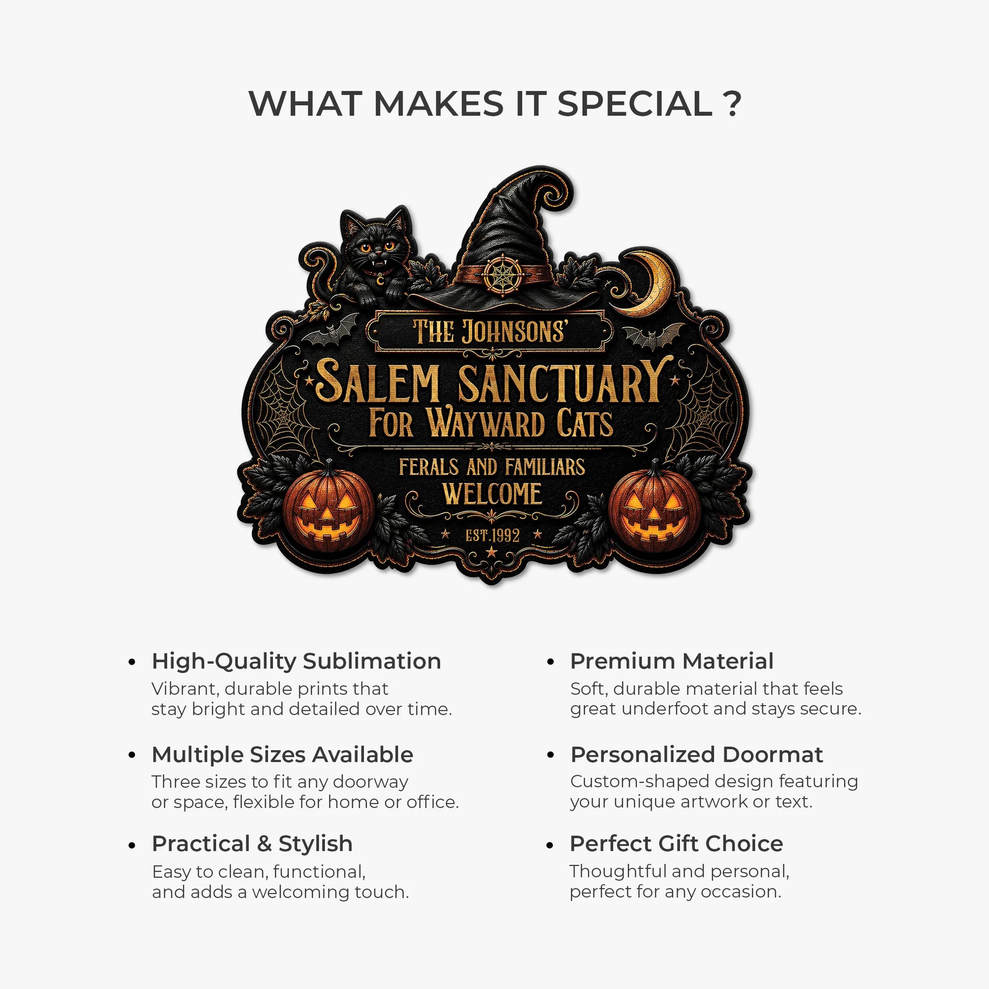 Salem Sanctuary For Wayward Cats Custom Halloween Doormat - Personalized Gift for Cat Lovers
