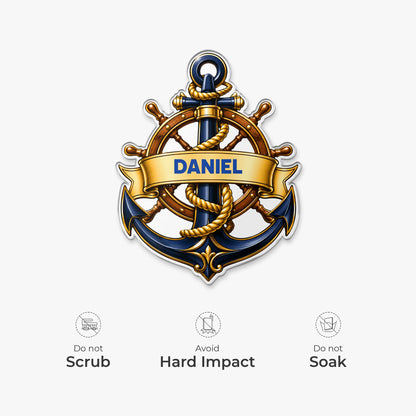 Personalized Nautical Anchor Acrylic Magnet - Custom Name Sailor Gift for Him / Her