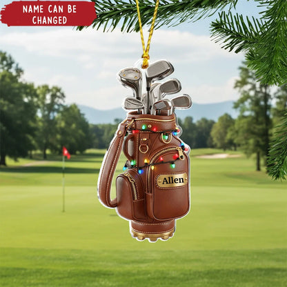 Personalized Golf Bag Christmas Ornament - Custom Acrylic Golf Lover Gift Idea for Him