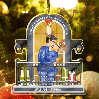 Gift For Couples, Gift For Women, Gift For Men, Christmas, Love, Happy - First Christmas As A Couple - Personalized Custom Shaped Acrylic Ornament