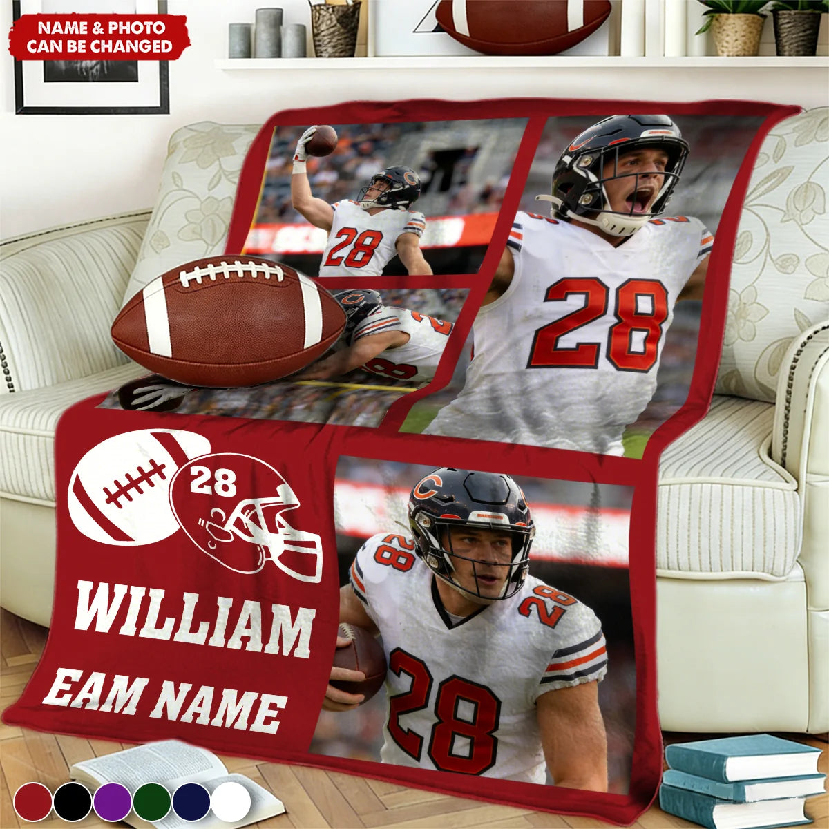 In This House We Cheer Loud Personalized Football Blanket - Custom Sports Photo Gift