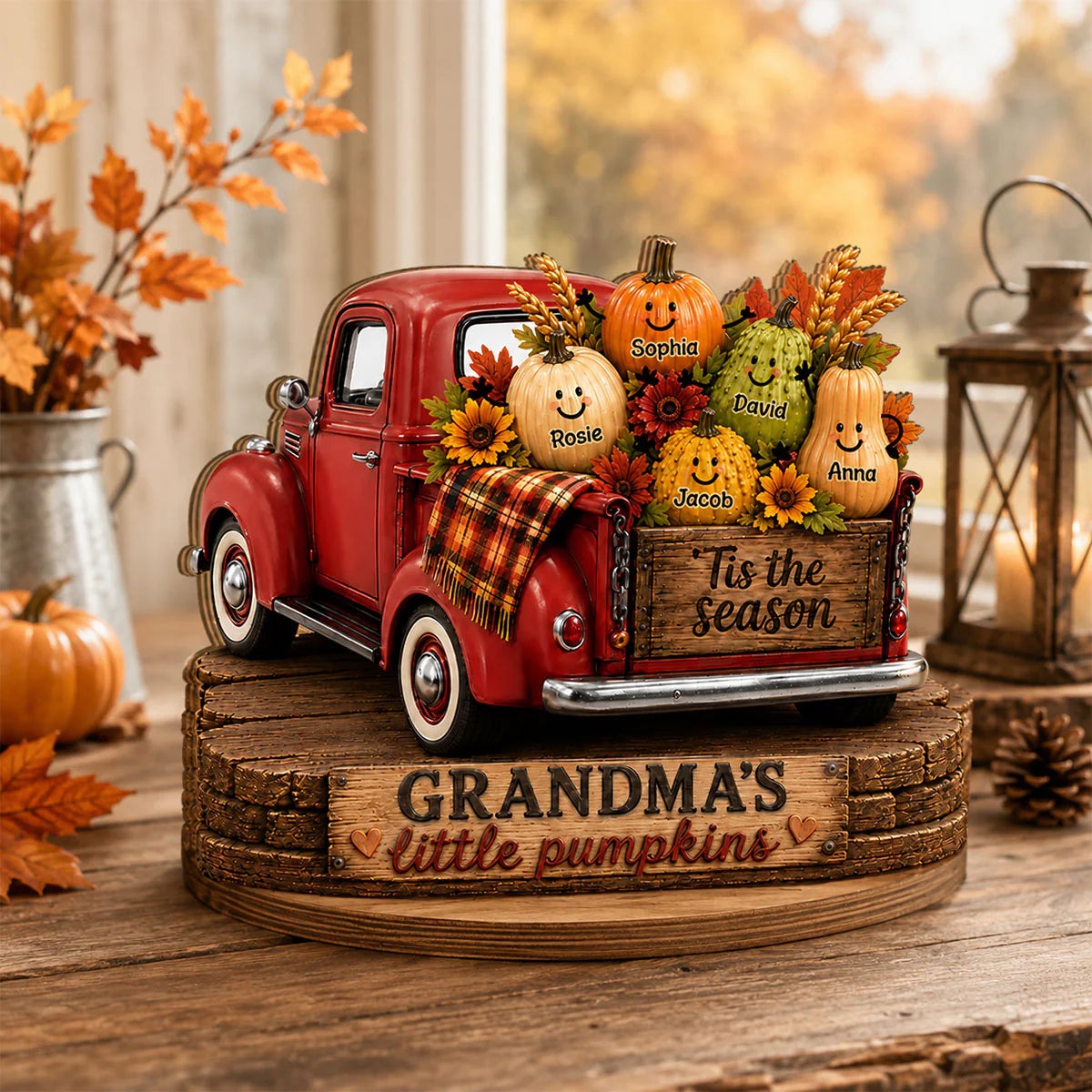 Wood Sign material and size view - Personalized Grandma Pumpkin Sign