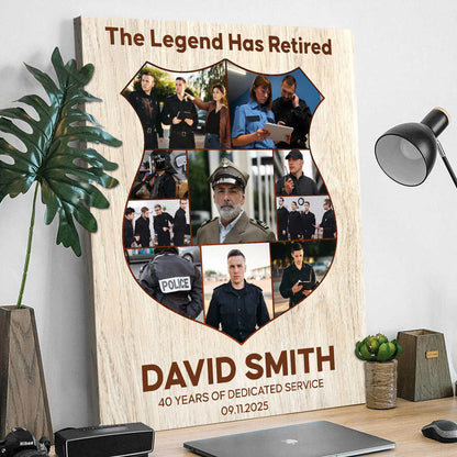Personalized Police Retirement Canvas for Family with personalized design details for meaningful gifting