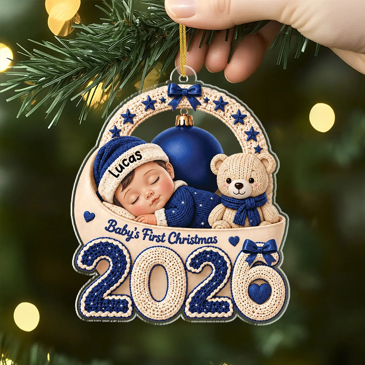 Baby's First Christmas Personalized Acrylic Ornament - Custom Keepsake Holiday Gift for Newborn