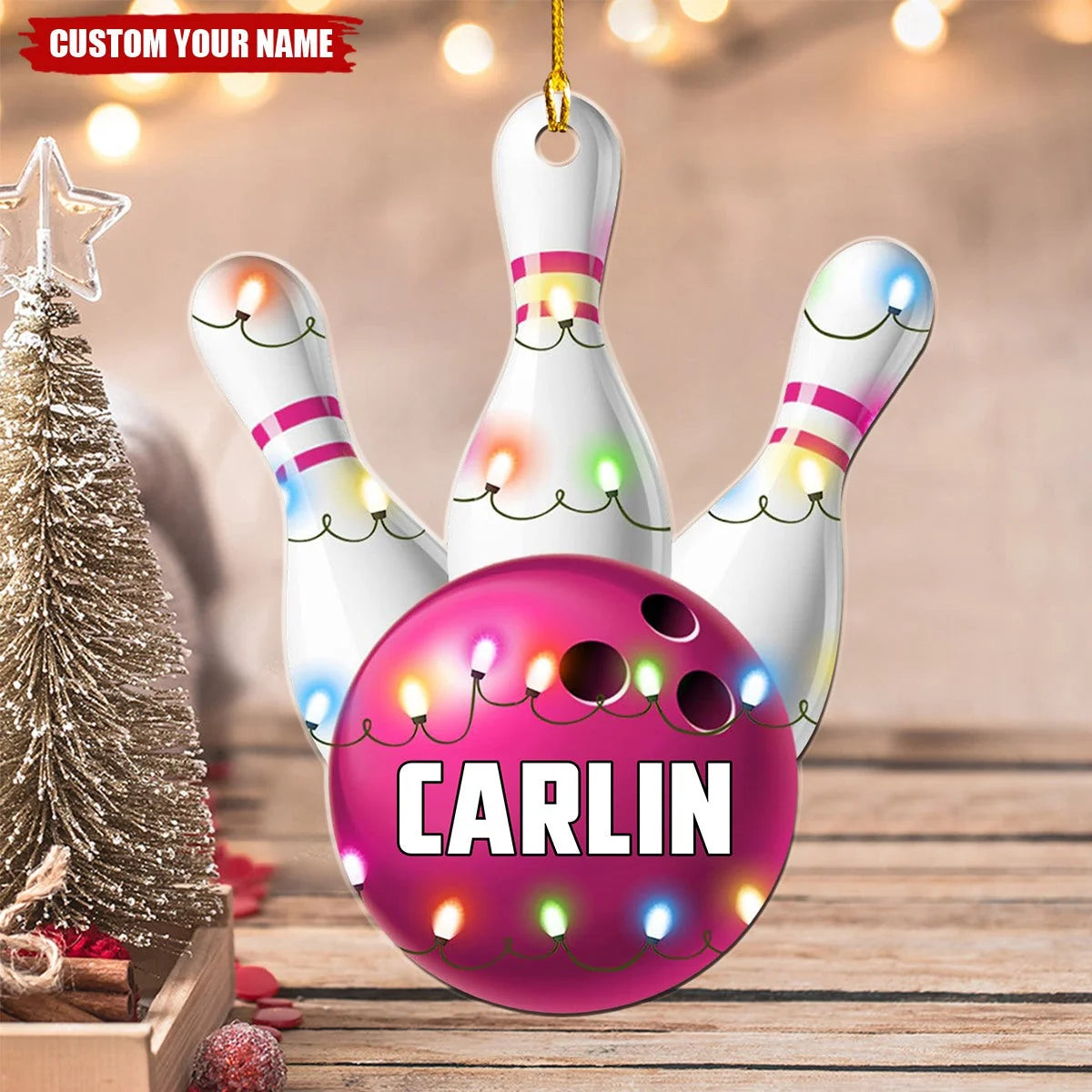 Personalized Bowling Ball Christmas Ornament - Custom Name Keepsake Gift for Bowling Players and Team Members
