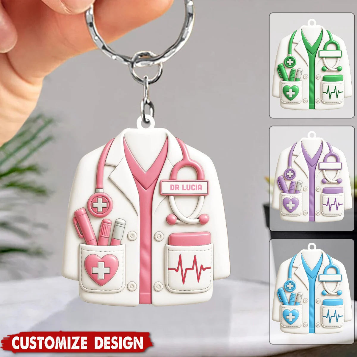 Personalized Medical Staff Acrylic Keychain - Custom White Coat Gift for Doctors and Nurses
