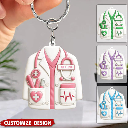 Personalized Medical Staff Acrylic Keychain - Custom White Coat Gift for Doctors and Nurses