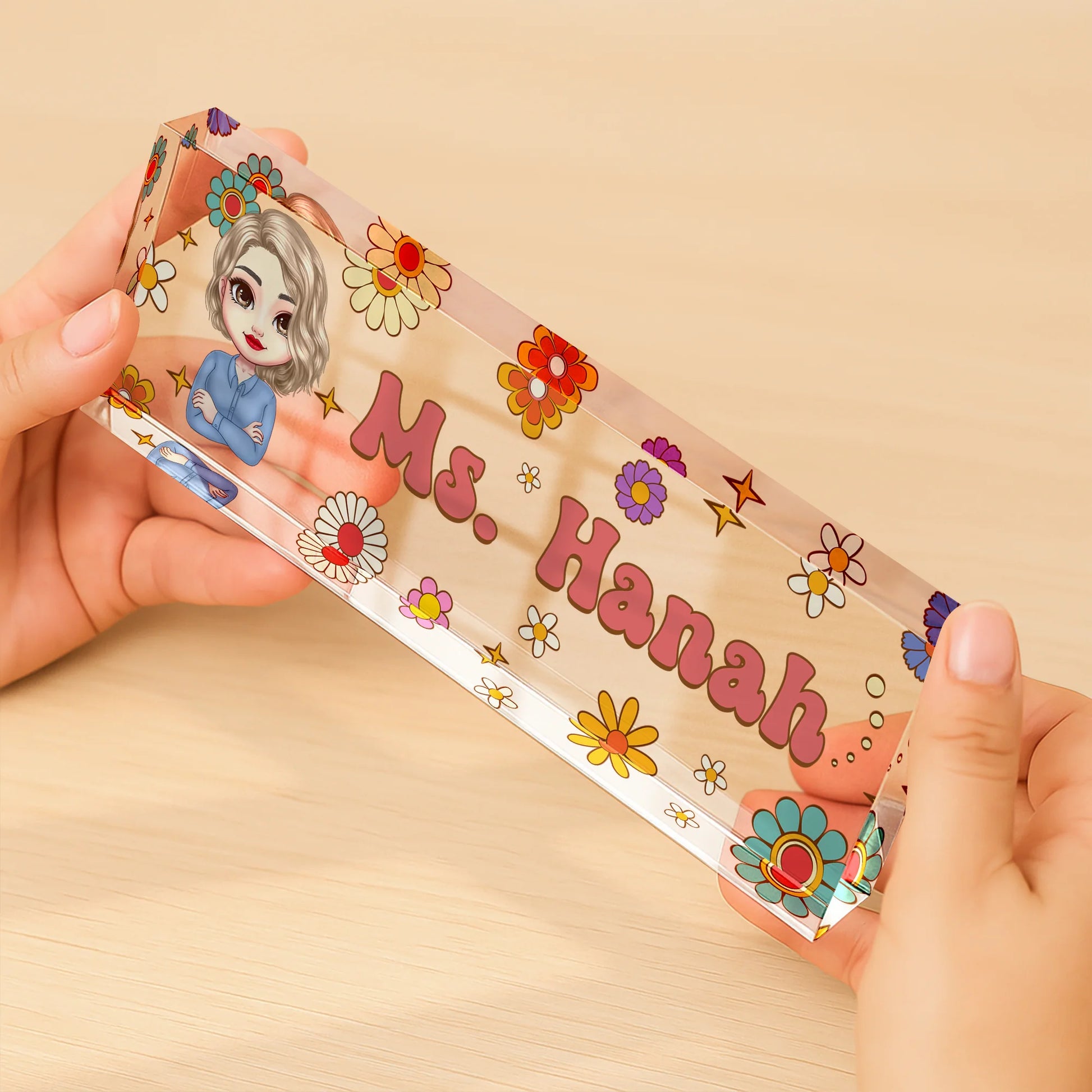 Custom Teacher Desk Name Plate personalization view for Teacher