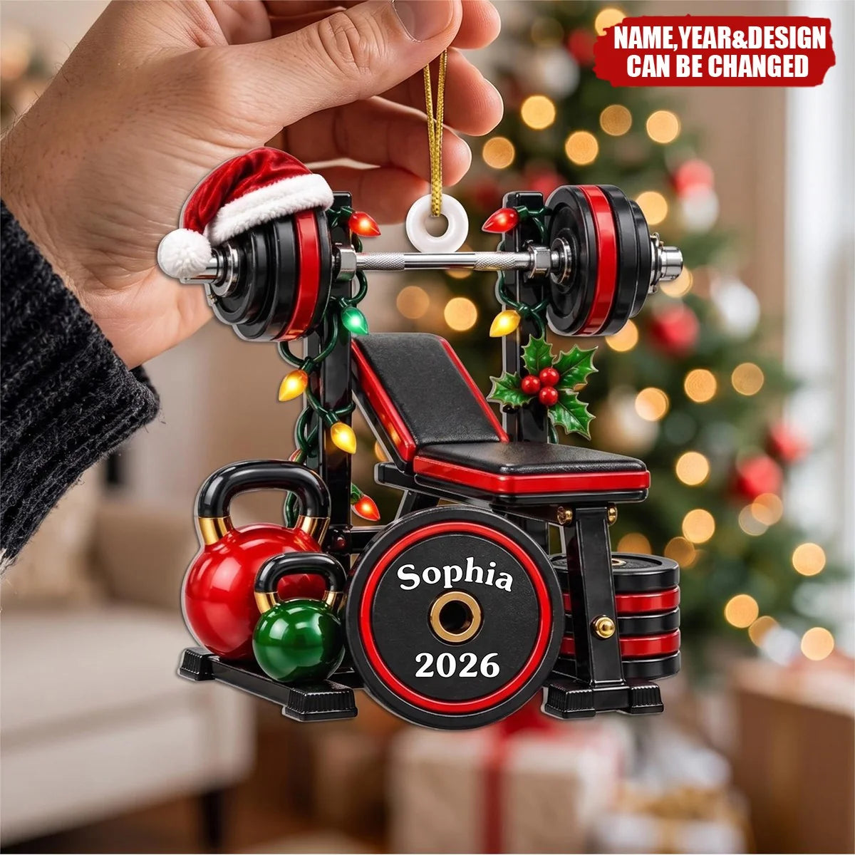 Personalized Gym Christmas Ornament - Custom Fitness Keepsake Gift for Workout Buddy