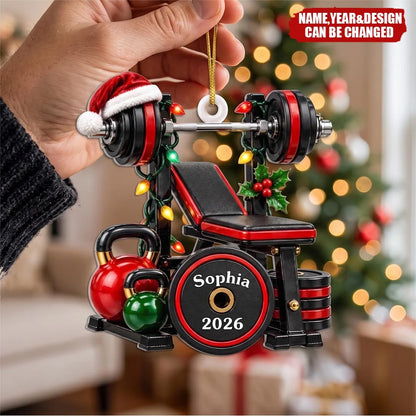 Personalized Gym Christmas Ornament - Custom Fitness Keepsake Gift for Workout Buddy