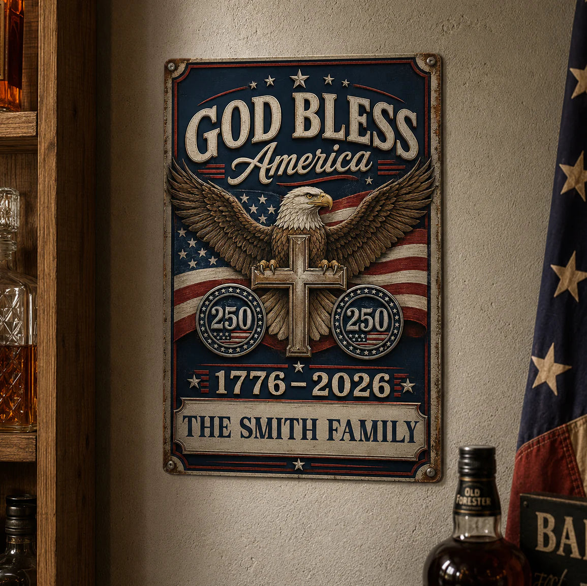 Metal Sign material and size view - Custom America 250Th Anniversary Metal Sign