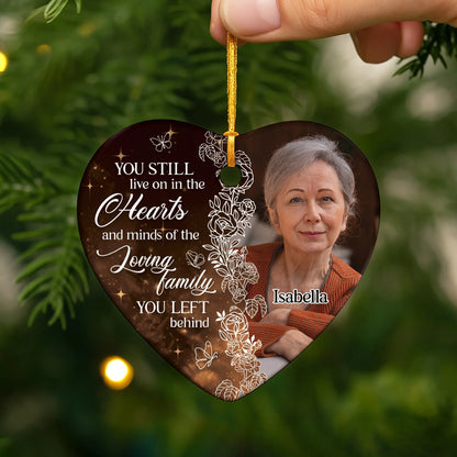 "You Still Live On" Personalized Photo Ceramic Ornament - Custom Family Memorial Gift