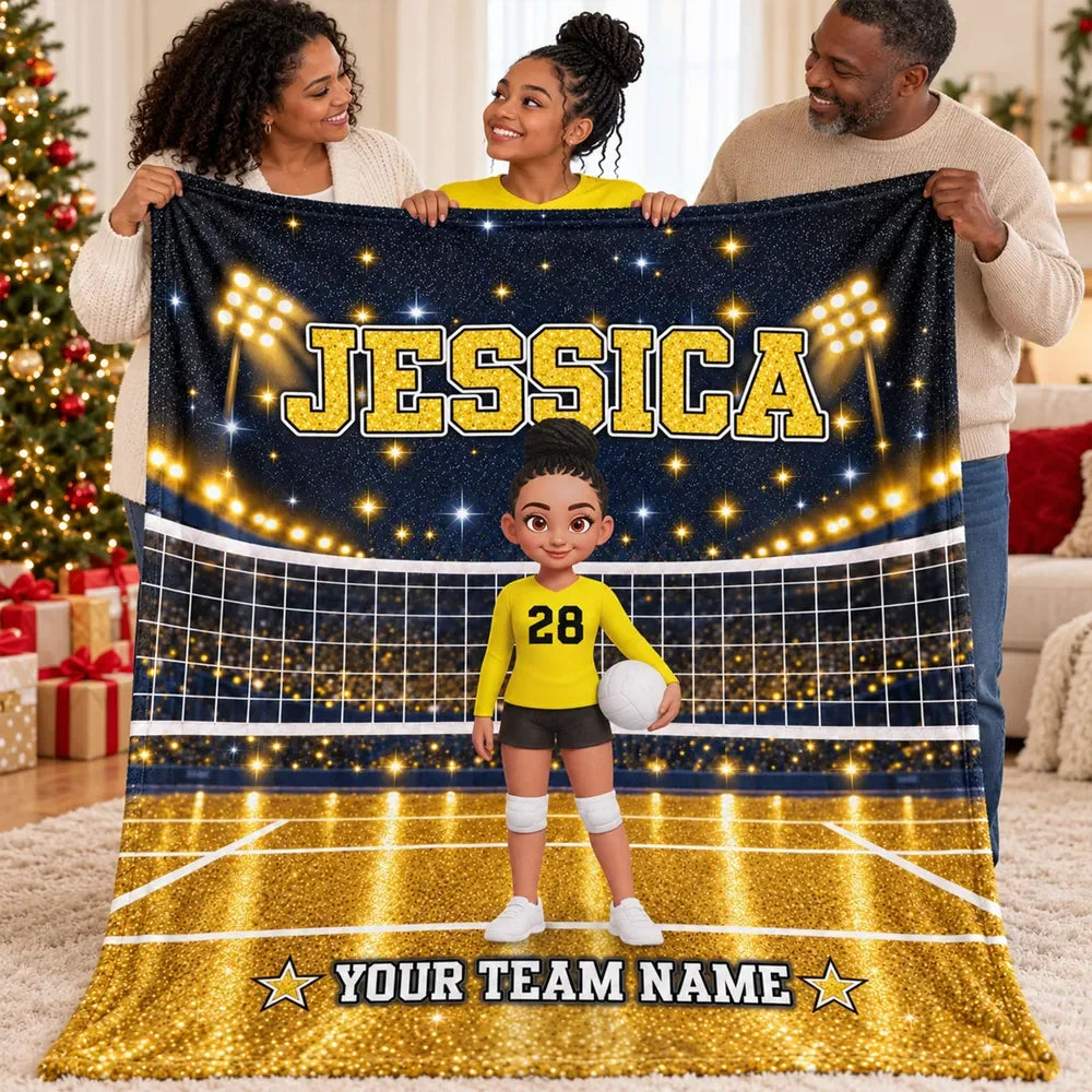Team Spirit Personalized Volleyball Blanket - Custom Christmas Gift for Players