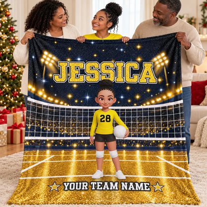Team Spirit Personalized Volleyball Blanket - Custom Christmas Gift for Players
