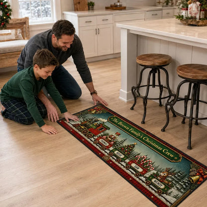 Christmas Crew Personalized Runner Rug - Custom Holiday Decor for Family