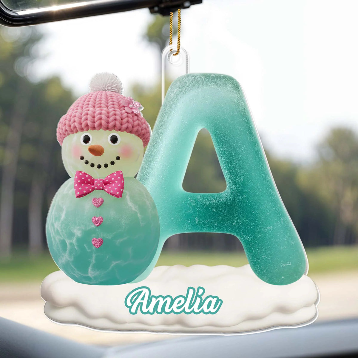 Customize With Name And Letter Snowman Ornament