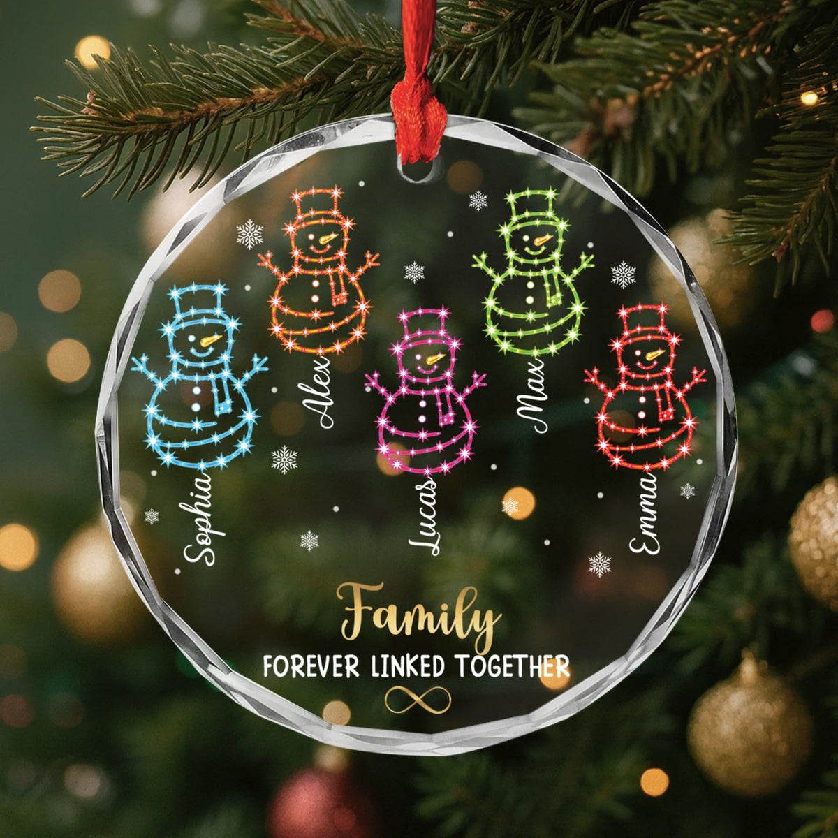 Brothers & Sisters Forever Linked Together - Personalized Glass Ornament for Family Christmas
