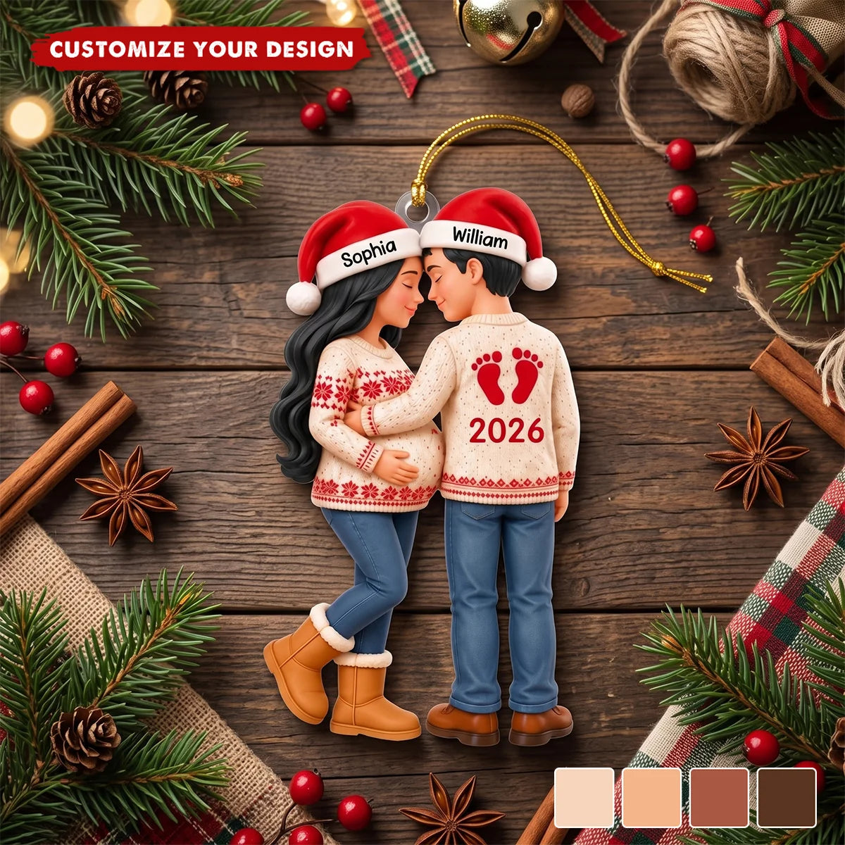 Expecting Parents’ First Christmas - Personalized Wooden Ornament