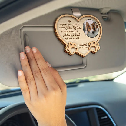 You Left Paw Prints On My Heart - Personalized Pet Memorial Car Visor Clip for Dog & Cat Lovers