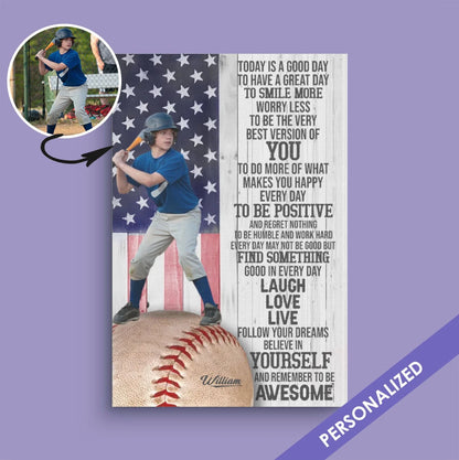 Today Is A Good Day Personalized Baseball Canvas / Poster - Custom Photo Wall Art Gift