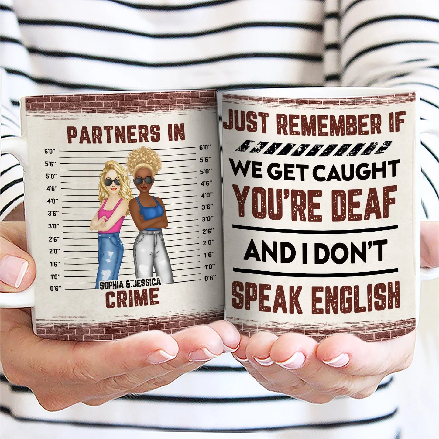 "Partners In Crime" Personalized Bestie Mug - Funny Custom Best Friend Coffee Cup