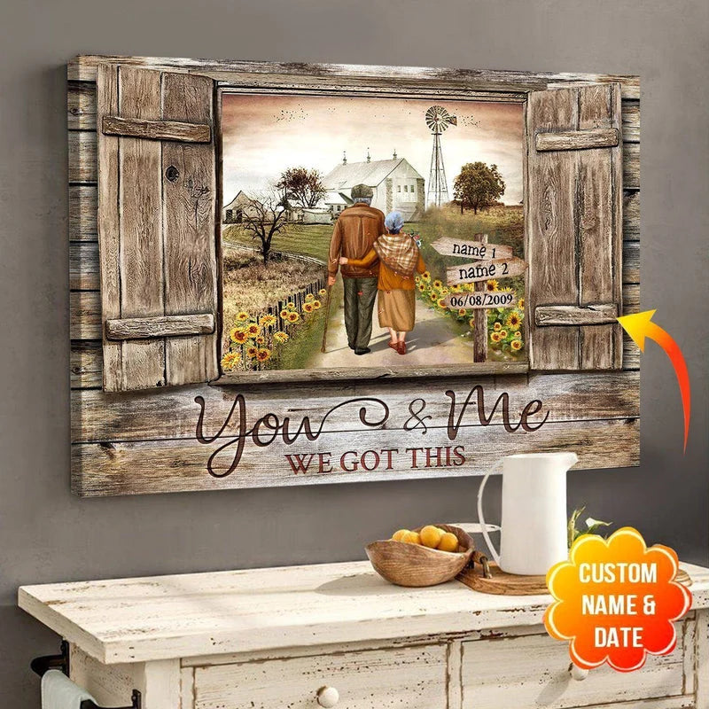 You & Me We Got This Personalized Couple Canvas / Poster - Custom Anniversary Wall Art Gift for Wife & Husband