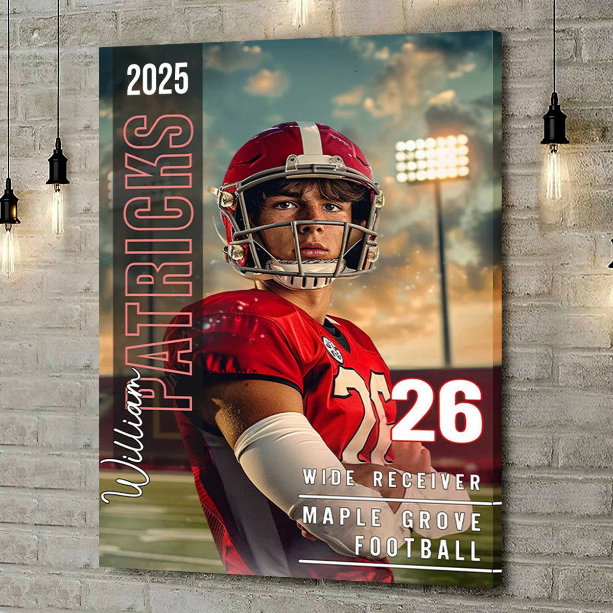 Personalized Football Player Canvas / Poster - Custom Sports Name Number Wall Art Gift