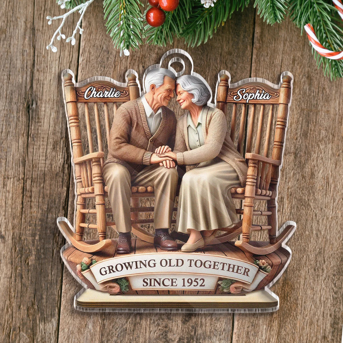 Growing Old Together Personalized Acrylic Ornament - Christmas Keepsake for Grandparents