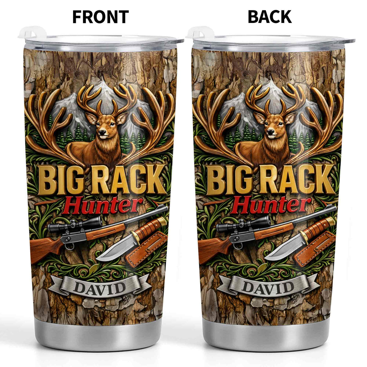 Big Rack Hunter Personalized Deer Hunting Tumbler - Custom Hunting Gift