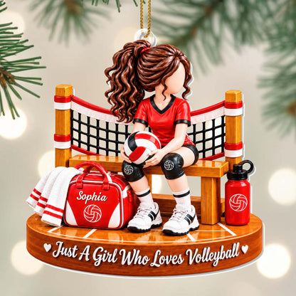 Just A Girl Who Loves Volleyball Personalized Acrylic Ornament - Daughter Sports Gift