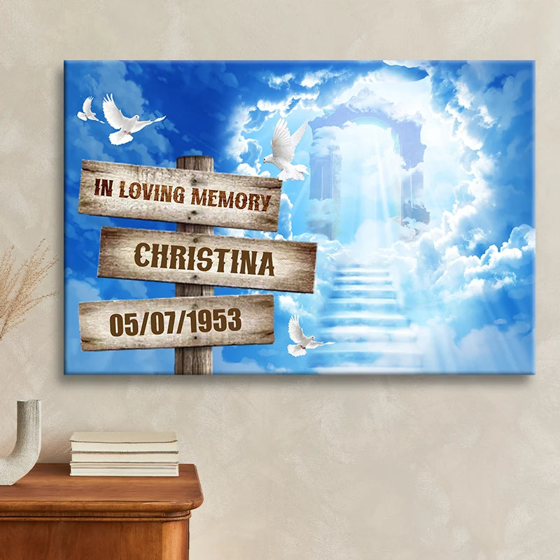 In Loving Memory Personalized Memorial Canvas / Poster - Custom Name & Date Heavenly Wall Art for Family