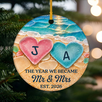 "The Year We Became Mr & Mrs" Personalized Ceramic Ornament - Wedding Gift for Couples
